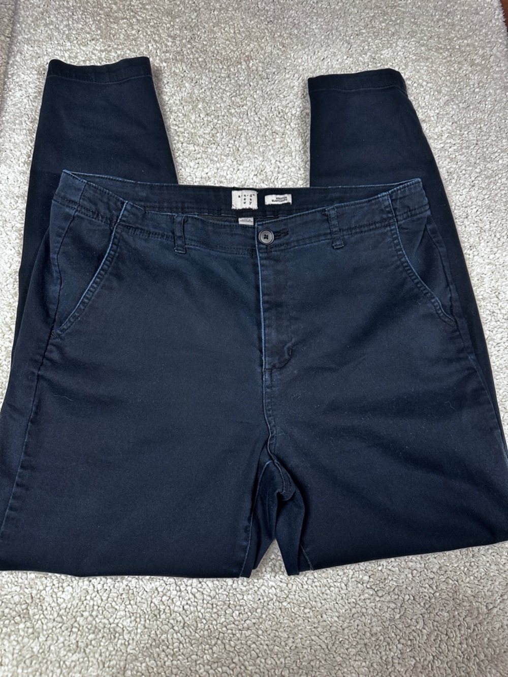 A New Day stretchy black 4 pocket mid rise straight leg work pants, 14
